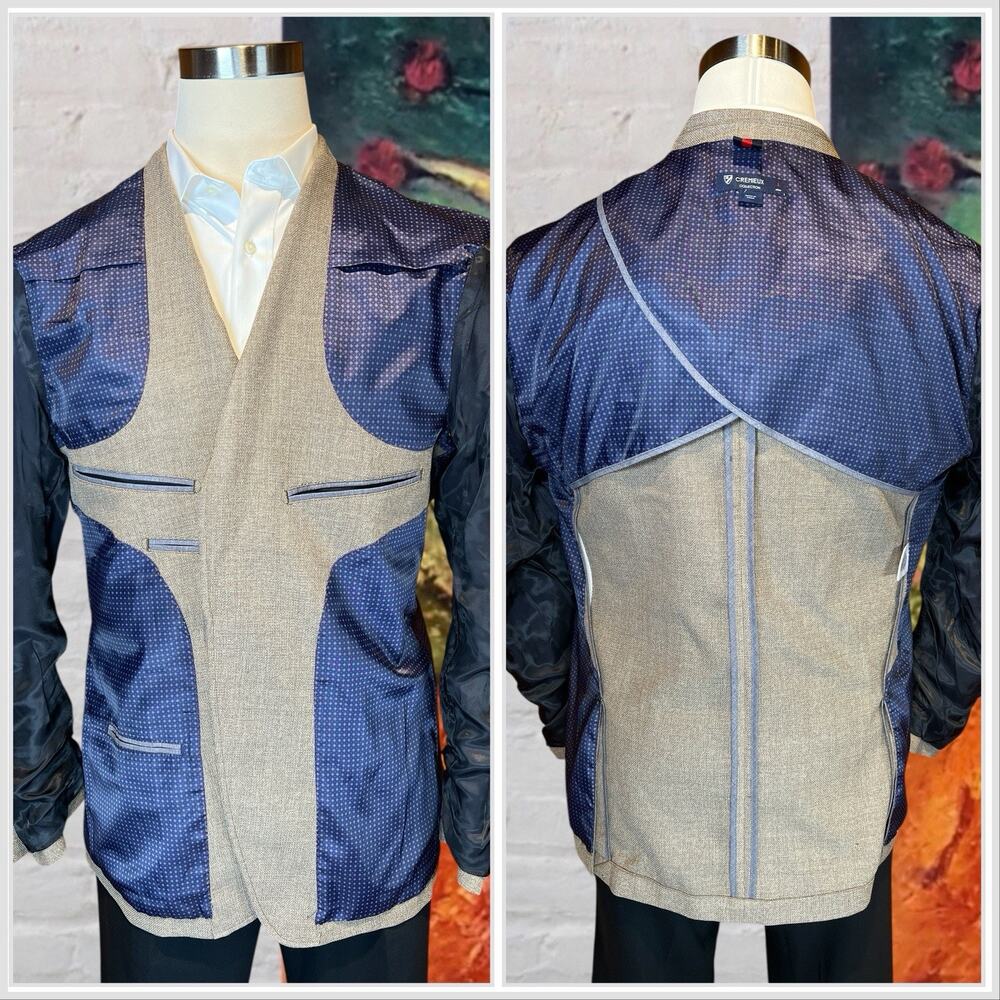 Creameuix Collection L 42R Tan Hopsack Unlined Casual Weekender Blazer Note - Picture 10 of 16